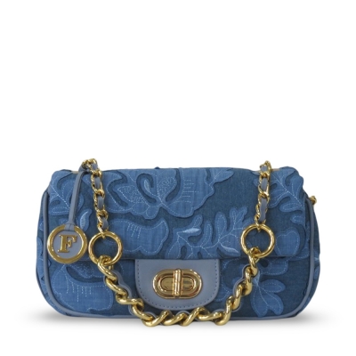 Bolsa Média Couro / Denim 1092